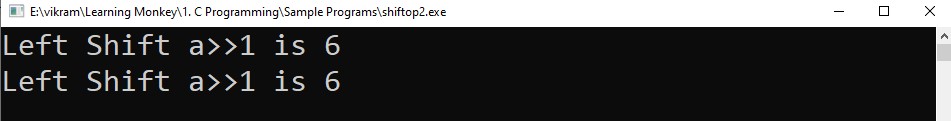 Shift Operators in C Left Shift and Right Shift program 2