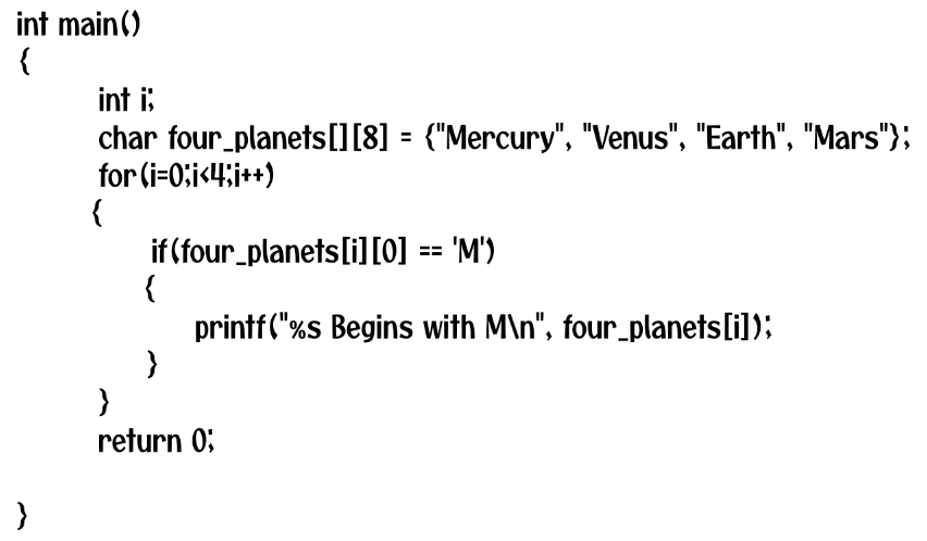 Array of Strings in C Example 1