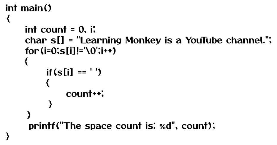 Counting Number of Spaces in a String in C