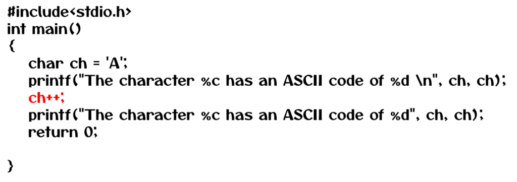 Examples on Characters and ASCII Values in C 2