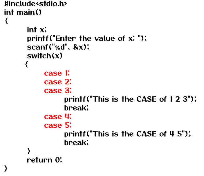 Examples on Switch Statements in C 4
