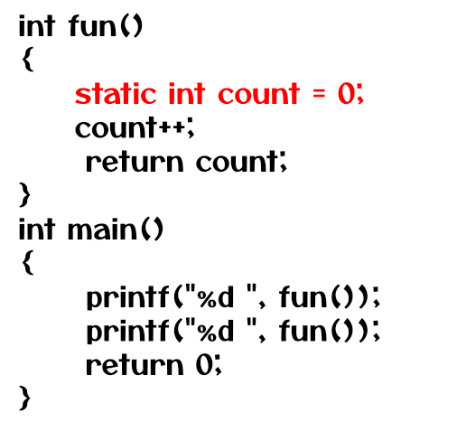 Storage Classes auto and static in C static Example