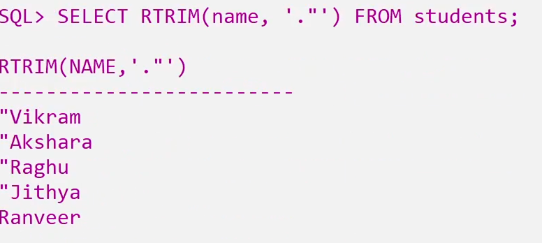 LTRIM and RTRIM Functions in SQL 3
