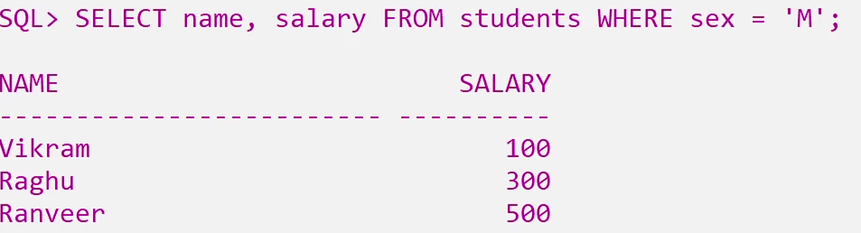 WHERE Clause in SQL 2