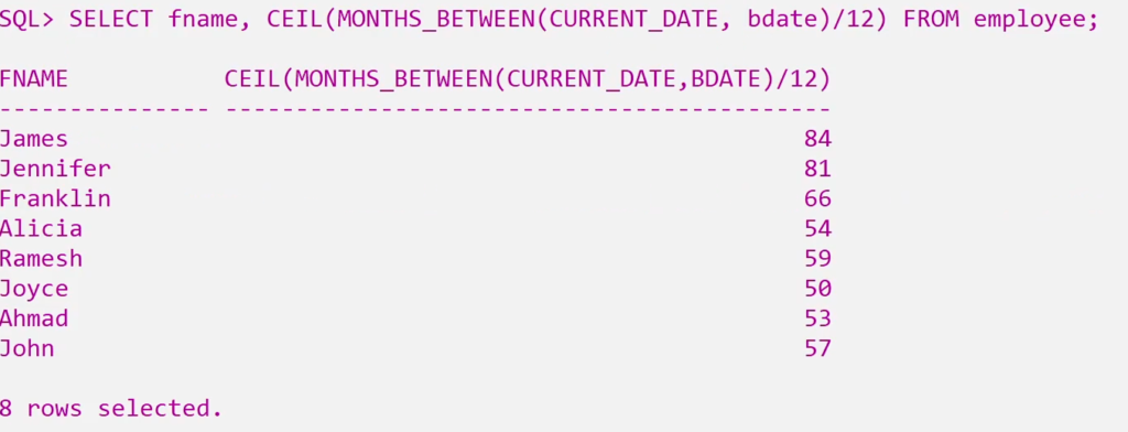 NEXT_DAY LAST_DAY MONTHS_BETWEEN Functions in SQL 5