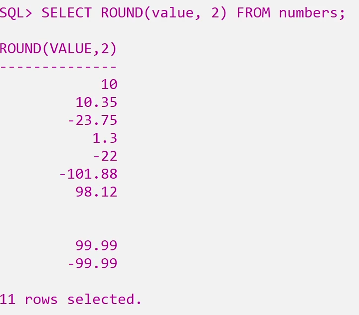 ROUND and TRUNC functions in SQL 3