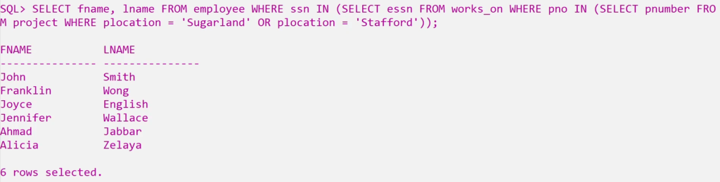 Nested Query 4 in SQL