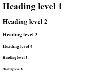 h1 to h6 HTML Section Heading Elements 2